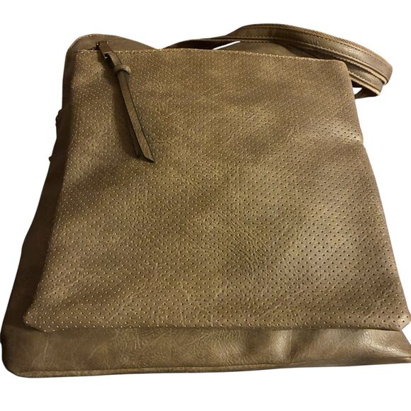 Le Miel Olive Colored Large Purse W/Shoulder And Hand Straps. Gold Hardware NEW - Picture 12 of 16